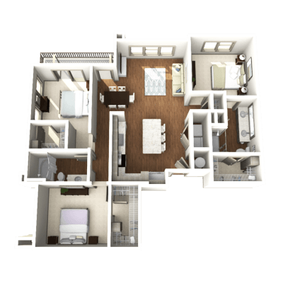 a 3d rendering of a floor plan of a house